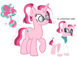 Size: 4500x3375 | Tagged: safe, artist:avatarmicheru, imported from derpibooru, oc, oc only, oc:fizzy dizzy, pony, unicorn, clothes, female, glasses, lab coat, mare, simple background, solo, sweater, transparent background