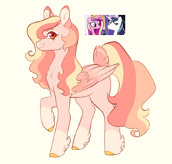 Size: 2214x2106 | Tagged: safe, artist:pandemiamichi, imported from derpibooru, princess cadance, shining armor, oc, pegasus, pony, female, mare, offspring, parent:princess cadance, parent:shining armor, parents:shiningcadance, simple background