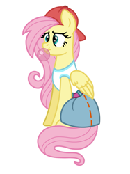 Size: 899x1200 | Tagged: safe, artist:froyo15sugarblast, imported from derpibooru, fluttershy, pegasus, 90s grunge fluttershy, backwards ballcap, baseball cap, bubblegum, cap, female, food, gum, hat, mare, simple background, sitting, white background