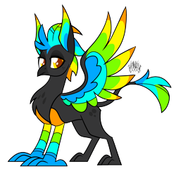 Size: 3000x3000 | Tagged: safe, artist:renhorse, imported from derpibooru, oc, oc only, oc:heart attack, griffon, colored wings, multicolored wings, simple background, solo, transparent background, wings