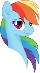 Size: 4500x8205 | Tagged: safe, artist:negatif22, imported from derpibooru, rainbow dash, pegasus, pony, bust, female, mare, movie accurate, simple background, smiling, solo, transparent background, vector