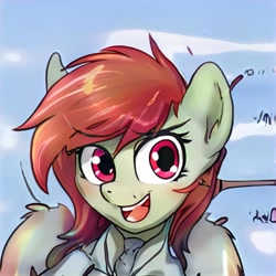 Size: 1024x1024 | Tagged: safe, artist:thisponydoesnotexist, imported from derpibooru, pony, ai content, ai generated, bust, generator:thisponydoesnotexist, necktie, neural network, open mouth, portrait, solo