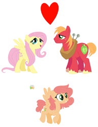 Size: 838x1088 | Tagged: safe, artist:farkaska21, imported from derpibooru, big macintosh, fluttershy, oc, earth pony, pegasus, pony, base used, cutie mark, female, filly, fluttermac, heart, male, mare, offspring, parent:big macintosh, parent:fluttershy, parents:fluttermac, pegasus oc, shipping, simple background, spread wings, stallion, straight, white background, wings