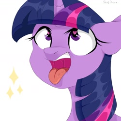 Size: 1032x1030 | Tagged: safe, artist:shiny-dust, imported from derpibooru, twilight sparkle, pony, ahegao, bust, drool, heart eyes, open mouth, portrait, simple background, solo, tongue out, white background, wingding eyes