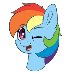 Size: 4000x4000 | Tagged: safe, artist:yelowcrom, imported from derpibooru, rainbow dash, pegasus, pony, bust, cheek fluff, ear fluff, female, looking at you, mare, one eye closed, simple background, transparent background, wink