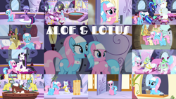 Size: 1960x1104 | Tagged: safe, edit, edited screencap, editor:quoterific, imported from derpibooru, screencap, aloe, alula, bulk biceps, fluttershy, lotus blossom, lucky clover, matilda, meadow song, pluto, princess celestia, princess luna, rarity, ruby pinch, spike, twilight sparkle, yona, alicorn, dragon, earth pony, pony, unicorn, yak, a friend in deed, applejack's "day" off, between dark and dawn, castle sweet castle, dragon dropped, filli vanilli, green isn't your color, rarity's biggest fan, she's all yak, slice of life (episode), spoiler:interseason shorts, 80s princess luna, alternate hairstyle, crying, duo, duo female, eyes closed, female, filly, mouth hold, mud mask, open mouth, punklestia, tears of joy, teeth, trio, trio female, twilight sparkle (alicorn), wiping tears
