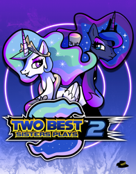 Size: 3143x4000 | Tagged: safe, artist:boxypop, artist:poxy_boxy, imported from derpibooru, princess celestia, princess luna, alicorn, pony, two best sisters play, illustration, parody, sonic adventure 2, sonic the hedgehog (series)