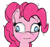 Size: 652x612 | Tagged: artist needed, safe, pinkie pie, earth pony, pony, blank stare, blushing, bust, drawthread, exotropia, faic, female, mare, messy mane, simple background, smiling, solo, white background