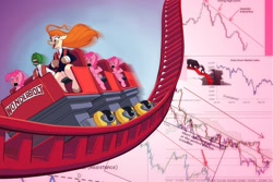 Size: 2501x1675 | Tagged: safe, artist:anontheanon, imported from ponybooru, pinkie pie, oc, oc:anon, oc:nordpone, earth pony, pony, chart, charts and graphs, female, graph, mare, roller coaster, screaming, stock market, windswept mane, wojak