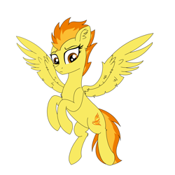 Size: 7000x7000 | Tagged: safe, artist:anglov, imported from derpibooru, spitfire, pegasus, pony, chest fluff, ear fluff, female, flying, looking down, mare, simple background, solo, spib, spread wings, white background, wings