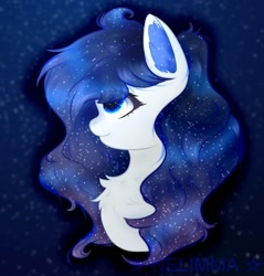 Size: 1080x1128 | Tagged: safe, artist:nel_liddell, imported from derpibooru, oc, oc only, earth pony, pony, bust, chest fluff, ear fluff, earth pony oc, ethereal mane, eyelashes, solo, starry mane