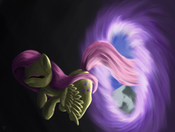 Size: 4000x3000 | Tagged: safe, artist:flusanix, imported from derpibooru, fluttershy, pegasus, pony, female, mare, portal, solo