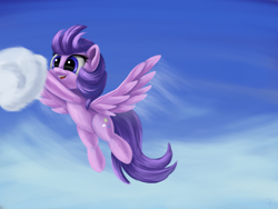 Size: 4000x3000 | Tagged: safe, artist:flusanix, imported from derpibooru, clear skies, pegasus, pony, cloud, flying, solo