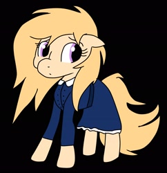 Size: 1980x2048 | Tagged: safe, artist:symphonydawn3, imported from derpibooru, oc, oc only, oc:jackie spectre, earth pony, pony, black background, clothes, earth pony oc, female, looking back, mare, simple background, solo