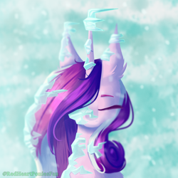 Size: 2000x2000 | Tagged: safe, artist:redheartponiesfan, imported from derpibooru, princess cadance, pony, bust, eyes closed, female, front view, frozen, full face view, high res, ice, mare, solo