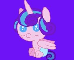 Size: 640x522 | Tagged: safe, artist:whistle blossom, imported from derpibooru, princess flurry heart, alicorn, pony, adorable face, autodesk sketchbook, baby, baby pony, cute, diaper, digital art, female, filly, flurrybetes, foal, purple background, simple background, sitting, solo