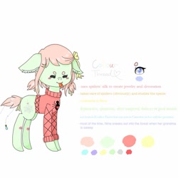 Size: 640x640 | Tagged: safe, artist:cinnavee, imported from derpibooru, oc, oc only, earth pony, pony, :p, clothes, ear fluff, earth pony oc, eyes closed, female, mare, reference sheet, simple background, solo, tongue out, white background