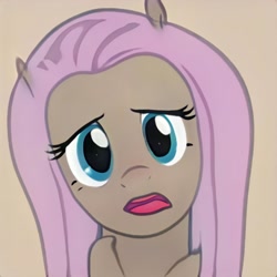 Size: 1024x1024 | Tagged: safe, artist:thisponydoesnotexist, imported from derpibooru, pony, ai content, ai generated, generator:thisponydoesnotexist, neural network, not fluttershy, simple background, solo, tan background