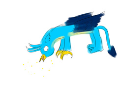 Size: 1024x717 | Tagged: safe, artist:horsesplease, imported from derpibooru, gallus, griffon, behaving like a bird, behaving like a chicken, derp, doodle, gallus the rooster, gallusposting, griffons doing bird things, pecking, seeds, solo