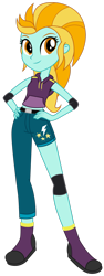 Size: 1280x3399 | Tagged: safe, artist:lhenao, imported from derpibooru, lightning dust, human, equestria girls, clothes, equestria girls-ified, female, humanized, knee pads, midriff, simple background, solo, tomboy, transparent background