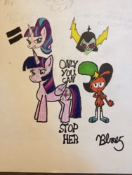 Size: 526x701 | Tagged: artist needed, source needed, safe, imported from derpibooru, starlight glimmer, twilight sparkle, alicorn, crossover, lord dominator, twilight sparkle (alicorn), wander (wander over yonder), wander over yonder