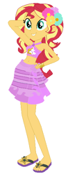 Size: 219x561 | Tagged: safe, artist:selenaede, artist:unicornsmile, imported from derpibooru, sunset shimmer, human, equestria girls, 1000 hours in ms paint, base used, clothes, feet, female, flower, flower in hair, luau, pose, sandals, sarong, simple background, solo, swimsuit, white background