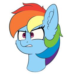 Size: 4000x4000 | Tagged: safe, artist:yelowcrom, imported from derpibooru, rainbow dash, pegasus, pony, angry, bust, cheek fluff, ear fluff, female, mare, simple background, transparent background
