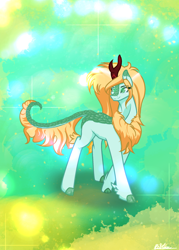 Size: 1604x2244 | Tagged: safe, artist:jane969, artist:janeblood969, imported from derpibooru, oc, oc only, oc:celtic meadows, kirin, eye clipping through hair, eyebrows, eyebrows visible through hair, female, kirin oc, signature, smiling, solo