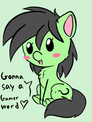 Size: 1536x2048 | Tagged: safe, artist:larrykitty, artist:php156, imported from derpibooru, oc, oc:filly anon, earth pony, pony, chest fluff, female, filly, gamer word