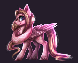 Size: 1280x1031 | Tagged: safe, artist:alissa1010, imported from derpibooru, oc, oc only, oc:mio, pegasus, pony, black background, body freckles, chest fluff, donut, female, food, freckles, giant food, leg freckles, mare, simple background, solo, unshorn fetlocks