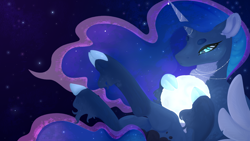 Size: 4000x2260 | Tagged: safe, artist:isorrayi, imported from derpibooru, princess luna, pony, cloven hooves, moon, pale belly, pony bigger than a planet, solo, space, tangible heavenly object, two toned wings, unshorn fetlocks, wings
