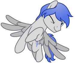 Size: 7770x6634 | Tagged: safe, artist:estories, imported from derpibooru, oc, oc only, oc:music wave, pegasus, pony, absurd resolution, flying, looking at you, male, one eye closed, simple background, smiling, solo, spread wings, stallion, transparent background, vector, wings, wink, winking at you