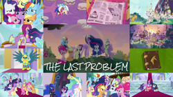 Size: 1978x1113 | Tagged: safe, edit, edited screencap, editor:quoterific, imported from derpibooru, screencap, applejack, billy (dragon), bon bon, cozy glow, derpy hooves, fluttershy, gallus, li'l cheese, lord tirek, luster dawn, lyra heartstrings, nightly wisp, pinkie pie, princess celestia, princess luna, professor mossmane, professor mosstone, queen chrysalis, rainbow dash, rainbow swoop, rarity, spectrum, spike, starlight glimmer, sweetie drops, twilight sparkle, alicorn, dragon, earth pony, griffon, pegasus, pony, unicorn, the last problem, armor, billy, book, canterlot, crown, crying, crying on the outside, crylight sparkle, elements of harmony (book), eyes closed, female, fluttercry, freakout, glowing horn, group hug, horn, hug, jewelry, lesbian, lyrabon, magic, magic aura, mane seven, mane six, older, older applejack, older fluttershy, older gallus, older mane seven, older mane six, older pinkie pie, older rainbow dash, older rarity, older spike, older twilight, open mouth, petrification, pinkie cry, ponyville, princess twilight 2.0, regalia, royal guard, royal guard gallus, sad, sad smile, sadbow dash, sadjack, shipping, tears of joy, teeth, twilight sparkle (alicorn), unhapplejack, winghug, wings