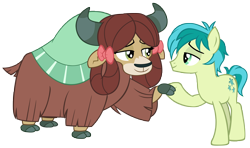 Size: 9685x5751 | Tagged: safe, artist:andoanimalia, imported from derpibooru, sandbar, yona, earth pony, pony, yak, the ending of the end, duo, female, male, shipping, simple background, straight, transparent background, vector, yonabar