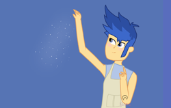 Size: 4296x2720 | Tagged: safe, artist:egtwiflash, imported from derpibooru, flash sentry, human, equestria girls, art, blue background, chef, clothes, fanfic art, male, simple background, solo, solo male, tattoo