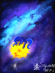 Size: 3456x4608 | Tagged: safe, artist:square#01, imported from derpibooru, princess luna, alicorn, pony, female, mare, signature, space, stars, sun, tangible heavenly object