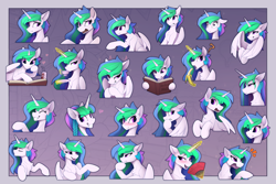 Size: 6000x4000 | Tagged: safe, artist:yakovlev-vad, imported from derpibooru, princess celestia, alicorn, pony, absurd resolution, alternate hairstyle, angry, banana, blushing, book, commission, cup, cute, cutelestia, emotional spectrum, emotions, eye clipping through hair, eyebrows, eyebrows visible through hair, eyes closed, fan, female, food, glowing horn, grin, happy, horn, juice, juice box, magic, mare, multeity, open mouth, reading, slim, smiling, solo, tea, teacup, telekinesis, wide eyes