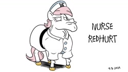 Size: 1200x675 | Tagged: safe, artist:pony-berserker, imported from derpibooru, bulk biceps, nurse redheart, pony, big no, majestic as fuck, pony-berserker's twitter sketches, pun