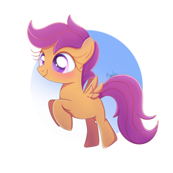 Size: 1024x1024 | Tagged: safe, artist:nnaly, imported from derpibooru, scootaloo, pegasus, pony, blank flank, cute, cutealoo, female, filly, flying, rearing, scootaloo can fly, solo