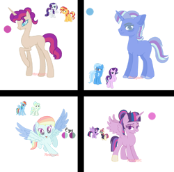 Size: 1280x1258 | Tagged: safe, artist:firesparkmlp, imported from derpibooru, moondancer, rainbow dash, rarity, starlight glimmer, sunset shimmer, trixie, twilight sparkle, vapor trail, oc, female, lesbian, magical lesbian spawn, next generation, offspring, parent:moondancer, parent:rainbow dash, parent:rarity, parent:starlight glimmer, parent:sunset shimmer, parent:trixie, parent:twilight sparkle, parent:vapor trail, parents:startrix, parents:sunsarity, parents:twidancer, parents:vapordash, shipping, startrix, sunsarity, twidancer, vapordash