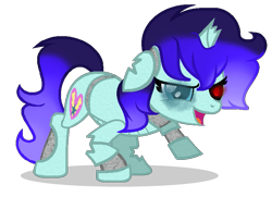 Size: 767x555 | Tagged: safe, artist:aquabright0219, imported from derpibooru, oc, oc only, oc:aqua bright, pony, undead, unicorn, zombie, zombie pony, broken horn, glowing horn, heterochromia, horn, open mouth, simple background, solo, torn ear, transparent background, unicorn oc