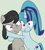 Size: 1182x1320 | Tagged: safe, artist:jadeharmony, artist:jadethepegasus, imported from derpibooru, octavia melody, sonata dusk, earth pony, unicorn, base used, cute, female, lesbian, octavia is not amused, shipping, sonatabetes, sontavia, story included, unamused