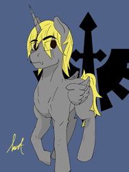Size: 768x1024 | Tagged: safe, artist:biergarten13, imported from derpibooru, oc, oc only, oc:aboddon, alicorn, pony, alicorn oc, digital art, horn, request, requested art, solo, wings