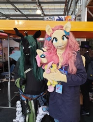 Size: 1572x2048 | Tagged: safe, imported from derpibooru, fluttershy, queen chrysalis, fursuit, hearth's warming con, irl, netherlands, photo