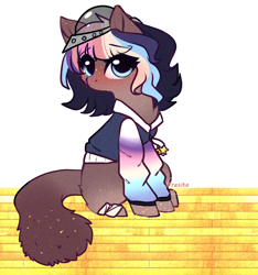 Size: 1824x1946 | Tagged: safe, artist:1fresita, artist:krissstudios, imported from derpibooru, oc, oc only, earth pony, pony, clothes, female, hoodie, mare, solo