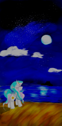 Size: 1080x2190 | Tagged: safe, artist:square#01, imported from derpibooru, princess celestia, alicorn, pony, butt, female, mare, moon, night, plot, solo