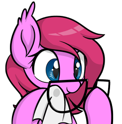 Size: 2000x2041 | Tagged: safe, artist:15.1.14, artist:one4pony, imported from derpibooru, oc, oc only, oc:cheery bell, bat pony, pony, bat pony oc, bat wings, glasses, simple background, solo, transparent background, wings