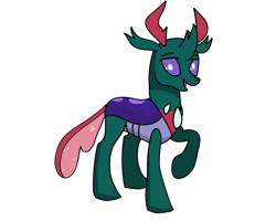 Size: 1000x800 | Tagged: safe, artist:whistle blossom, derpibooru exclusive, imported from derpibooru, pharynx, changedling, changeling, cute, male, open mouth, pharybetes, prince pharynx, raised hoof, royalty, shading, simple background, solo, transparent background