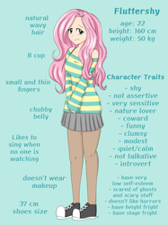 Size: 3347x4463 | Tagged: safe, artist:dreamy990, artist:nightydream, imported from derpibooru, fluttershy, human, bare shoulders, chubby, clothes, converse, cute, description, female, humanized, looking at you, miniskirt, pantyhose, pleated skirt, shoes, shyabetes, skirt, smiling, solo, standing