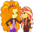 Size: 2378x2192 | Tagged: safe, artist:salty, imported from derpibooru, adagio dazzle, sunset shimmer, equestria girls, equestria girls series, rainbow rocks, sunset's backstage pass!, spoiler:eqg series (season 2), base used, duo, female, geode of empathy, hand on chin, lesbian, magical geodes, music festival outfit, ship, shipping, simple background, smiling, smirk, sunsagio, sunset shimmer is not amused, transparent background, unamused